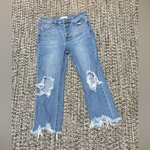 Chelsea & Violet distressed cropped wide leg jeans. Girls size 8